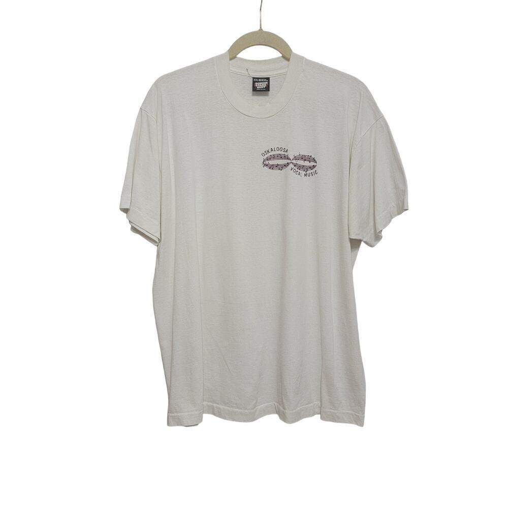 Screen Stars Oskaloosa Vocal Music Short Sleeve Tee White Brown Size XXL VTG